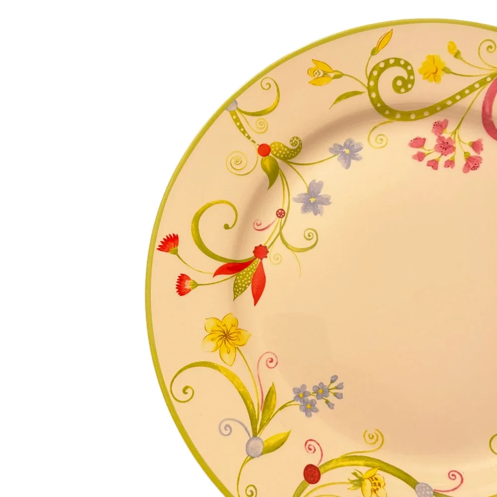 Pier 1 Lyda Dinner Plate Floral‎ Scroll Dolomite China 10.75”